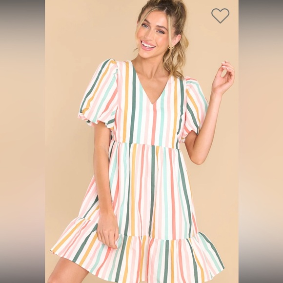 NEW Pastel Striped Mini Dress - Picture 3 of 6